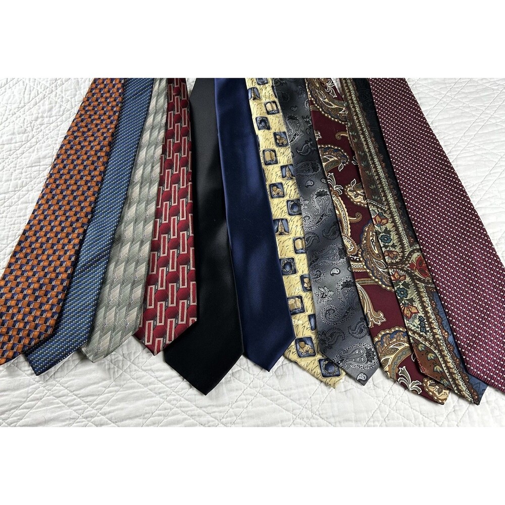 Assorted Lot of Mens Dress Ties - 11 Total Jos Banks - Palatina - Valention #1